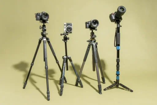 camera tripods with cameras set on them