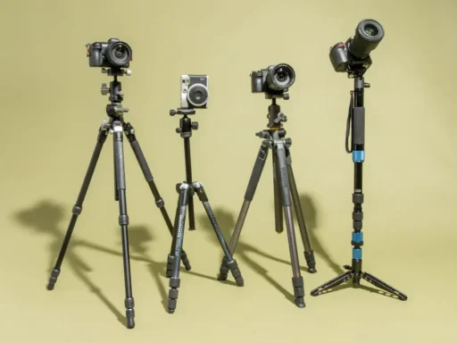 camera tripods with cameras set on them